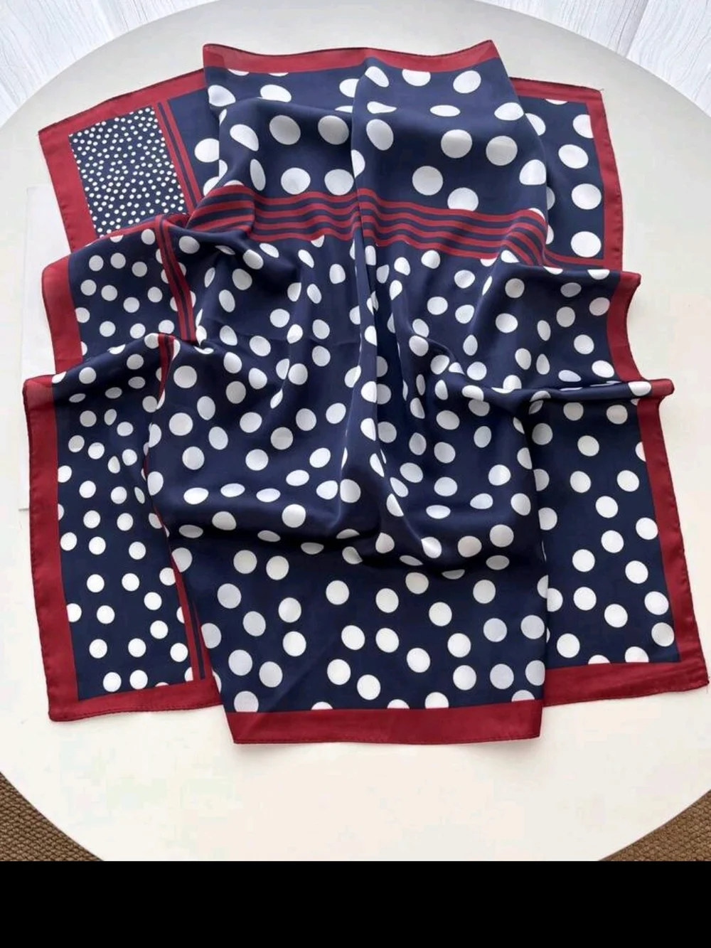 Polka Dot Navy & Burgundy Men's Silk Scarf 27.5